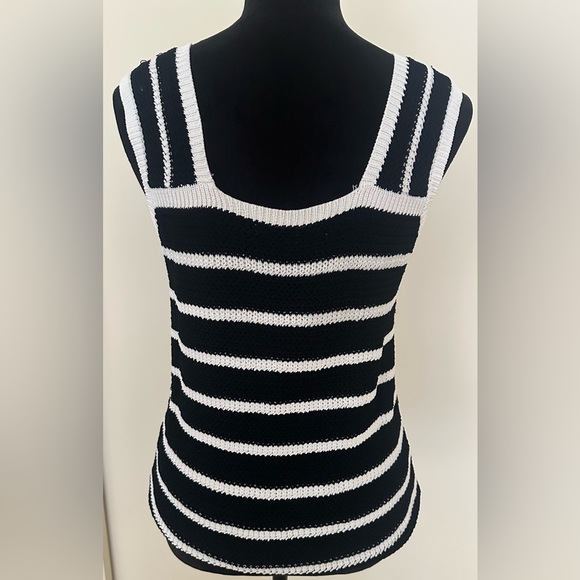 LOFT Womens Black and White Knit Tank Top Sz Small - Picture 6 of 7